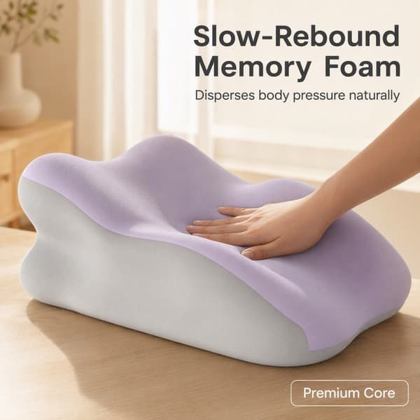 Wedge pillow ergonomic 60x45x37 cm, supportive pillow with wedge shape for multiple resting positions in bed Purple