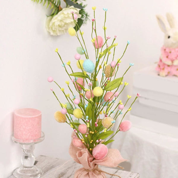 Charming Easter Egg Tree 45cm - Easter Decoration for Home and Office, Festive Spring Decoration with Eggs and Feathers