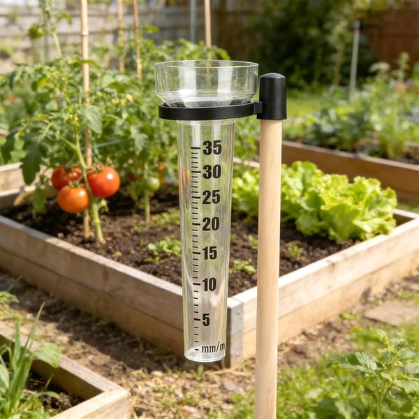 Rain gauge 2-pack with stand, 35 mm/m² scale, plastic garden rain gauge, 24 x 8.5 x 11 cm Clear