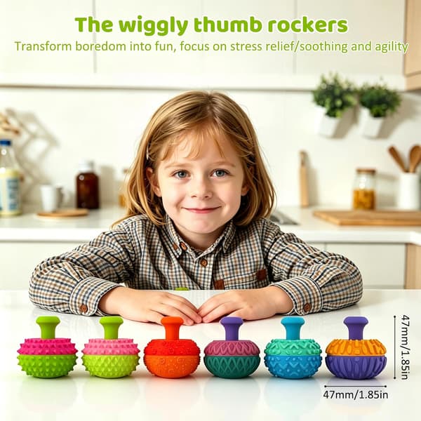 6 STK Silikon Tommelvippe Fidget Leker, Stresslindrende Sensoriske Leker for Angst, ADHD og Autisme