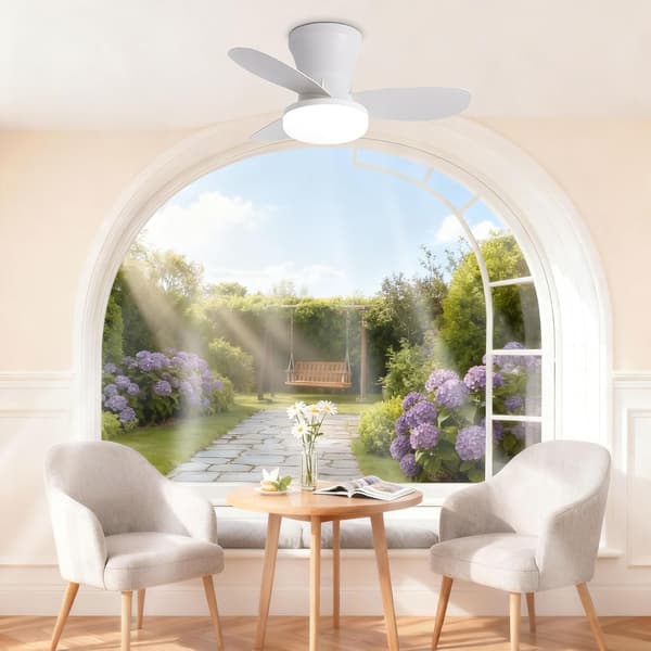 Ceiling fan with LED lighting 63/108 cm, 40 W, 3 ABS blades, remote control, 6 speeds, dimmable, quiet DC motor White 63cm