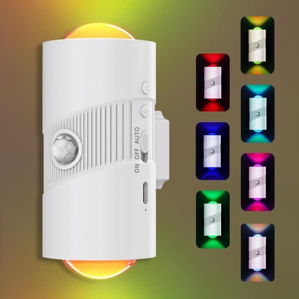 Oppladbar RGB LED-nattlampe med bevegelsessensor – 1/2-pakning sensorlampe White 2 PCS