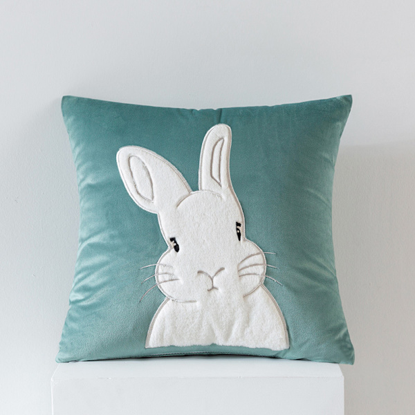 Pillowcase Easter 45x45cm 1/2-Pack – Easter Bunny Pillowcase in Velvet, Easter Decoration Throw Pillow Spring Decor Green 1pc-Rabbit