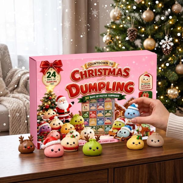 Julekalender 2026 Squishy – 24 dages julekalender med søde klemmelegetøj og fidget-legetøj, juleoverraskelse
