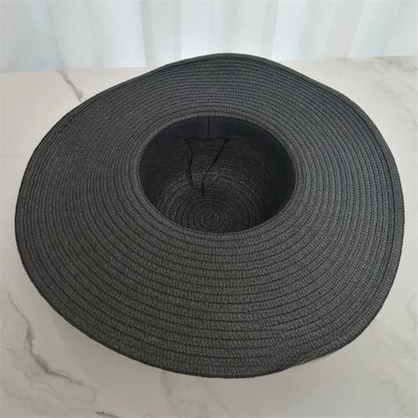 Stråhatt til menn og kvinner, tilbehør, sommer, flat topp, stråhatt, solhatt, strandhatter Black