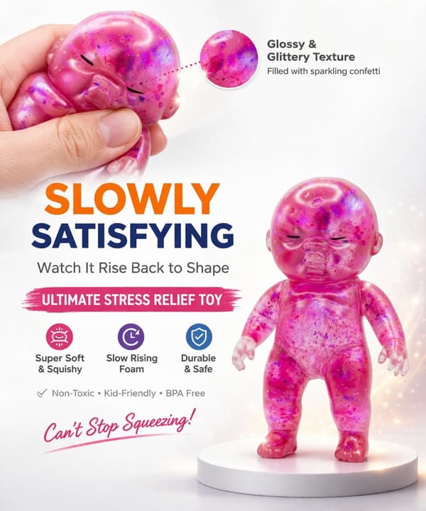 1/2/3 STK Baby Squeeze Glitter Langsomt Stigende Sensorisk Fidget til Stresslindring Blue