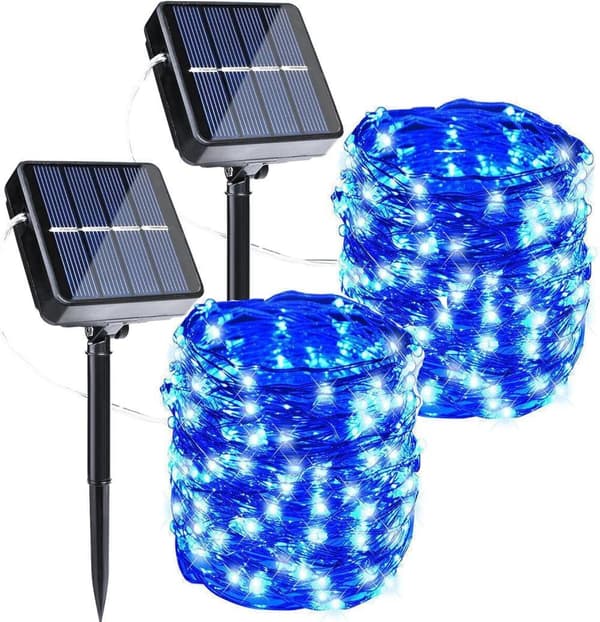 Solcellsslinga 2-pack 30m 300 LED, utomhus dekorationsbelysning för trädgård & fest
