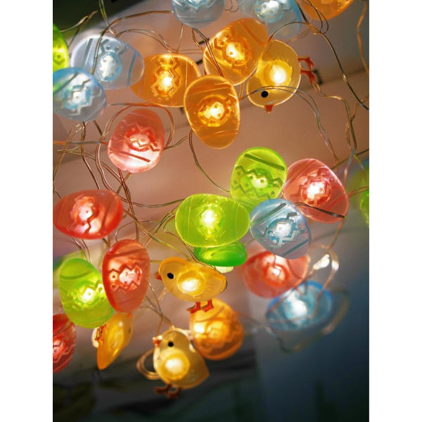 LED Easter Light String with Eggs & Chicks 2M/3M – Battery-Powered Easter Lighting for Easter Decoration, Home, Window & Party 3M 30LED