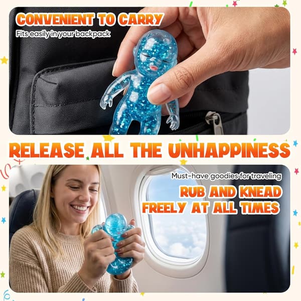 3 stk. Glitterdukke Stressball, Sensorisk Fidget for Stresslindring