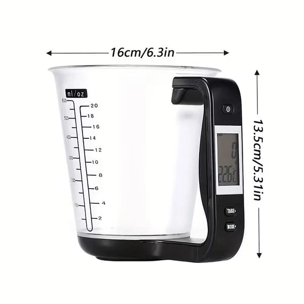 Digital köksvåg med mätkopp 600 ml – Termometer, 6 enheter, avtagbar PC-design Red