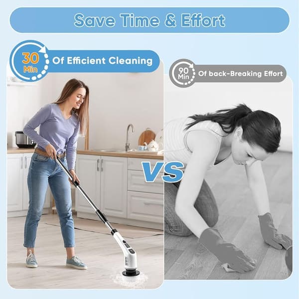 Electric Cleaning Brush Cordless – Rotating Scrubber with 9 Interchangeable Brush Heads