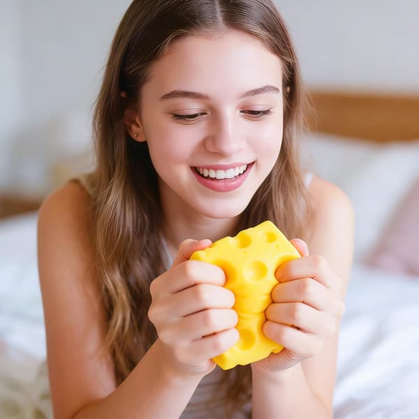 4 STK Gule Ost Squishy Langsomt Stigende, Blødt Nyhedslegetøj, Stressbolde til Voksne 10cm