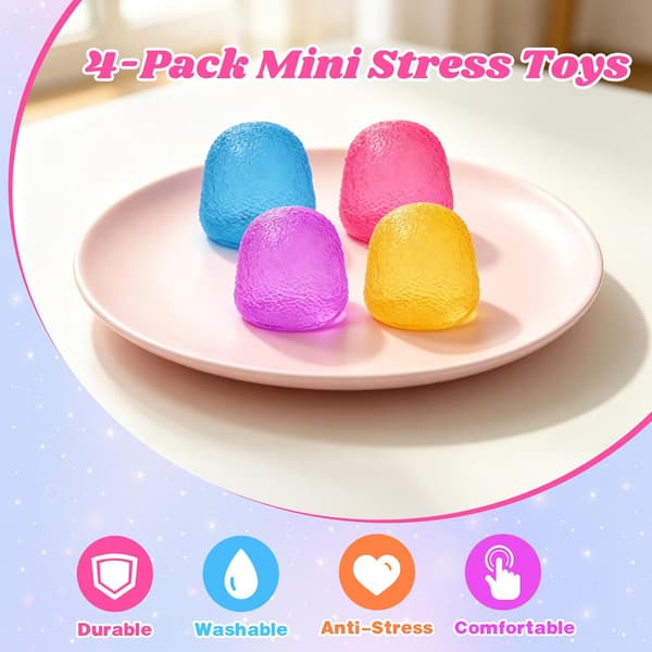 4 STK Gumdrop Squishy Legetøj Mini, Sød Gel Slik Stressbold, Sensorisk Klemmelegetøj Sæt