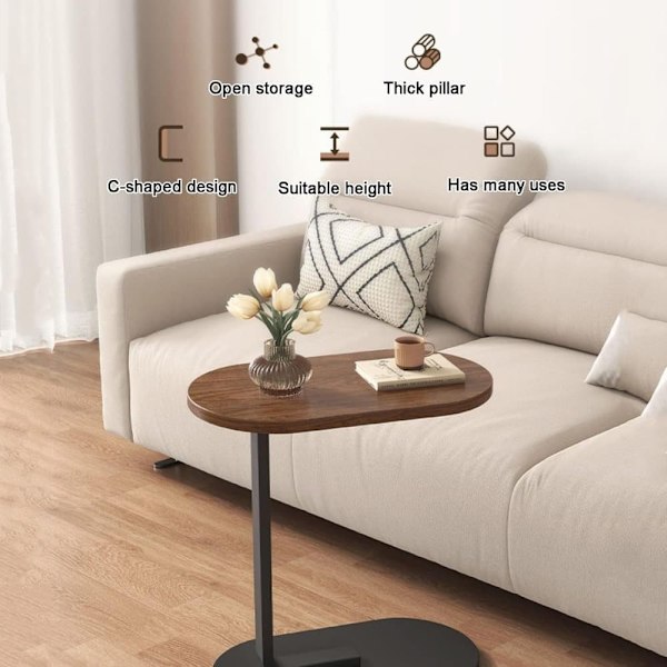 C-format sidebord & sofabord – lille træ kaffebord, der glider under sofa og seng