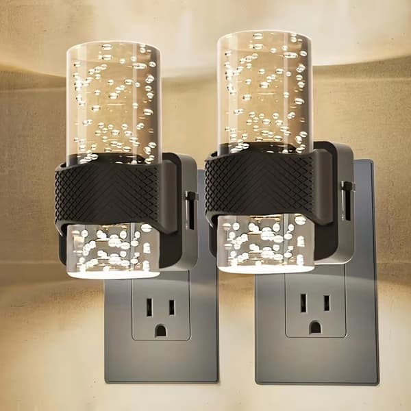 2-pack LED Night Light with Plug – Dimmable 3000K/5000K Wall Lamp with Light Sensor, Automatic Night Lighting Black 3000K-2pcs