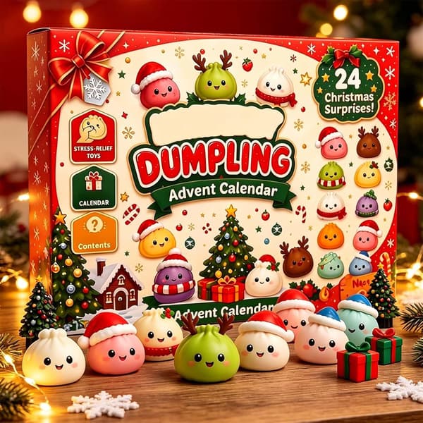 Julekalender 2026 med 24 Mini Squishies, Festlige Julefigurer, Sensorisk Fidgetlegetøj og Julegave til Voksne