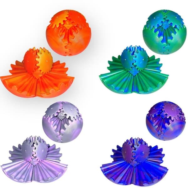 Steampunk Fidget Legetøj Stressbold – Sensorisk Anti-stress Legetøj 3D-printet Blue-red
