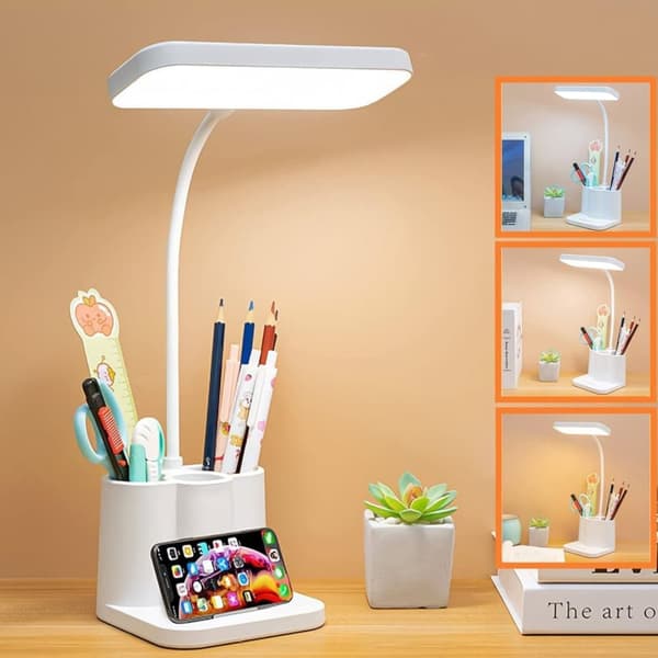 Flexo LED bordlampe skrivebordslampe, øyebeskyttelse 3 lysmoduser 8 nivåer justerbar 360°