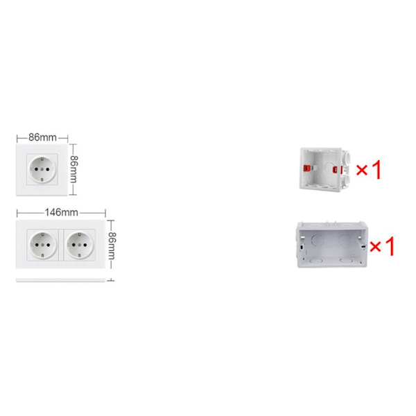 1/2pcs Wall Socket USB Type C 20W Fast Charging – Built-in 16A 240V Power Outlet 146mm White 2-Pack