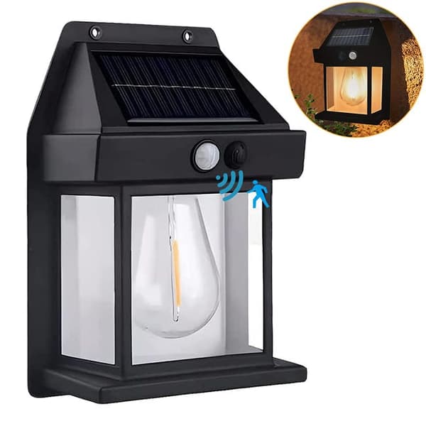 Solcelle vegglamper utendørs, verandabelysning, skumring til daggry, 3 moduser, bevegelsessensor, hage