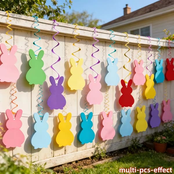 6-Pack Easter Decoration Hanging Bunnies – Easter Pendant for Ceiling, Window & Party, Decoration for Home & Classroom