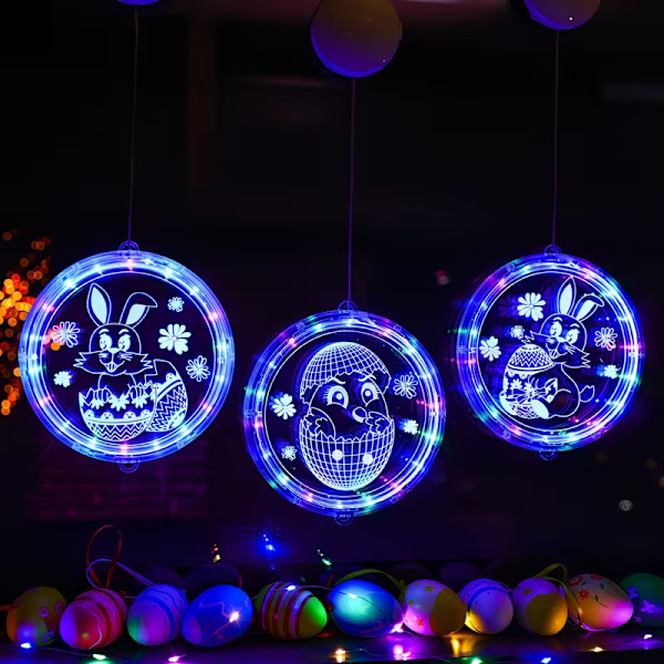 Easter Decoration LED Window Lamp Rabbit & Egg – Hanging Easter Lighting for Windows, Party, Home & Garden Easter Egg-17cm