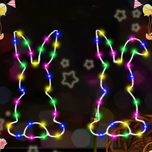 LED Easter Bunny Window Lights 2-Pack – Easter Decoration Lights with Suction Cup, Battery Operated Window Lamp C