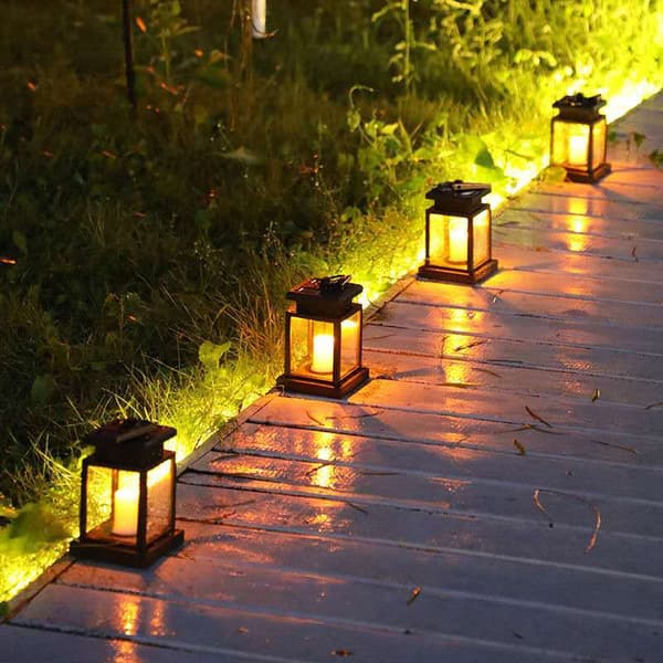 1/4/8-pack Solar Powered Hanging Lanterns with LED Light Effect, Warm White Lighting for Garden, Patio, Trees, and Camping 4-PACK