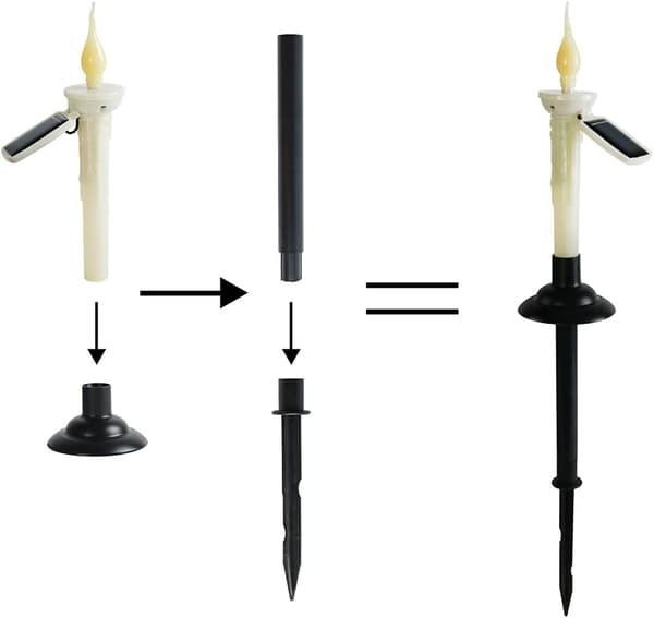 4-pack Solar Powered LED Candles with Holders, Waterproof and Flameless with Realistic Flame Effect for Patio and Garden