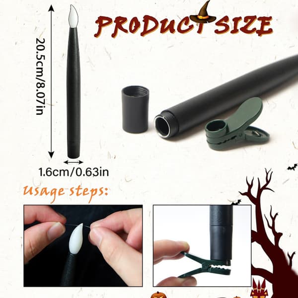 12 Pcs Black Floating LED Candles with Wand or Remote Control, Magical Hanging Lights for Halloween E