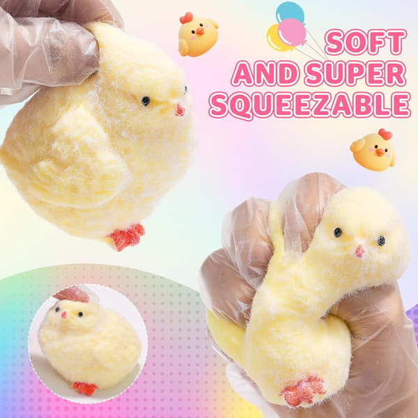 6 stk store kylling Squishy Fidget Leker-9cm, Håndlaget Ultra Myk Kylling Taba Squishy Kit