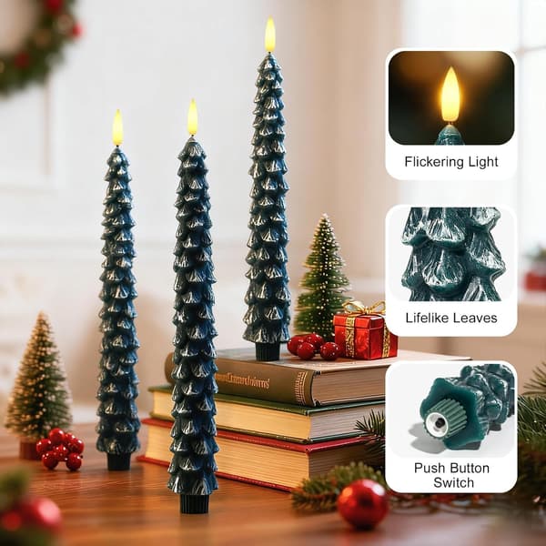2/4-pack 25 cm LED Christmas Tree Candles, Flameless with Real Wax, Battery Operated with Remote Control and Timer for Home 2-PACK