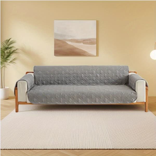 Vanntett sofatrekk 55×196cm, sklisikker sofaprotector med elastisk bånd, møbeltrekk for kjæledyr og barn, grå Grey 55x196cm