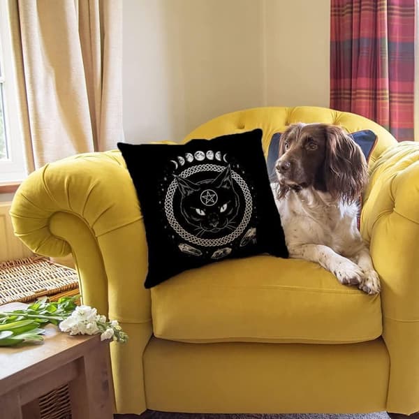 1/2 st Dekorativ Kudde 45x45 cm – Gotisk Katt Kuddfodral för Soffa och Sovrum, Svart A-45x45cm