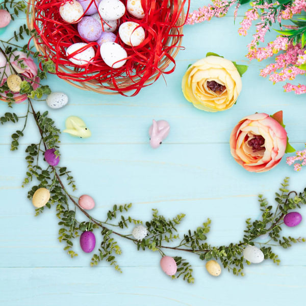 1/2-Pack Easter Garland 170 cm with Easter Eggs – Artificial Garland for Easter Decoration, Home Decor, Mantel & Party 2-Pack