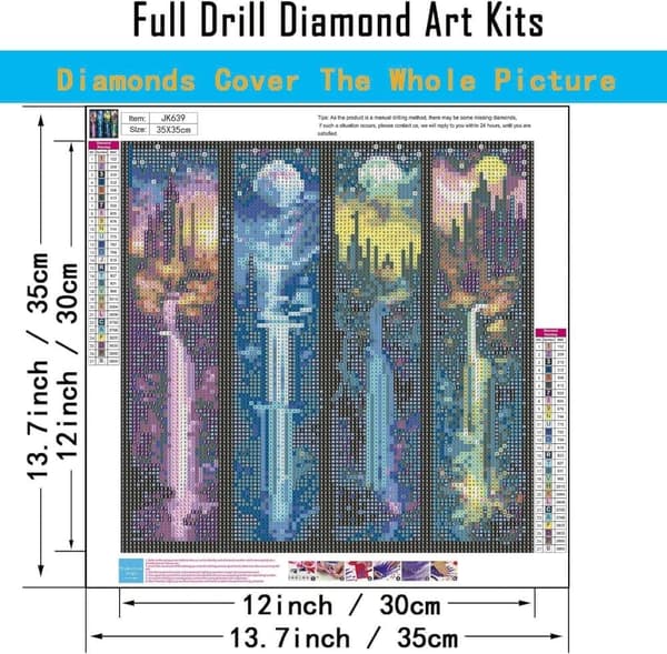 Vattenfall Landskap 5D Diamantkonst - Sagoslott DIY Full Drill 35x35 cm
