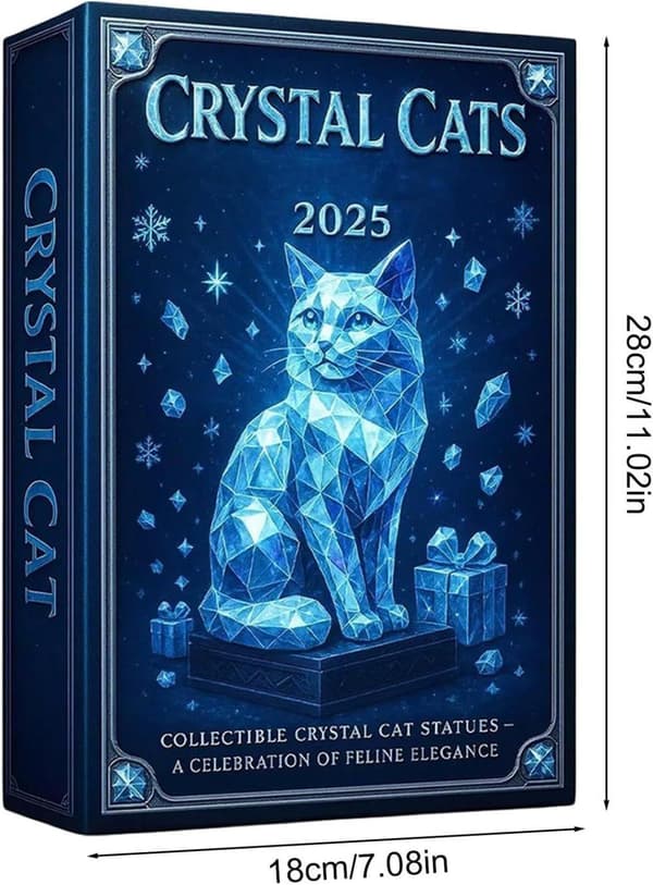 Adventskalender 2025 Julekalender med Kattefigurer i 2D Akryl til Katteelskere