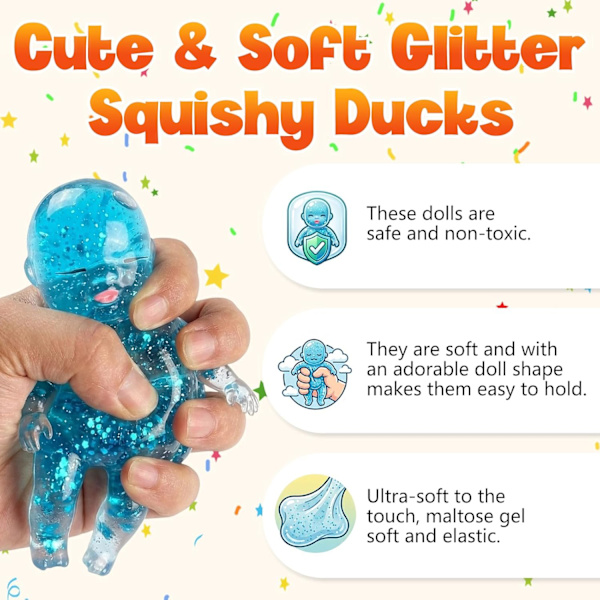 3 st Glitterdocka Stressboll, Sensorisk Fidget för Stresslindring