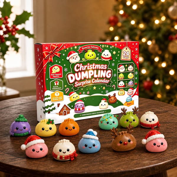 Julekalender 2026 med Squishies – 24 dages julenedtælling med søde klemmelegetøj og fidget-legetøj