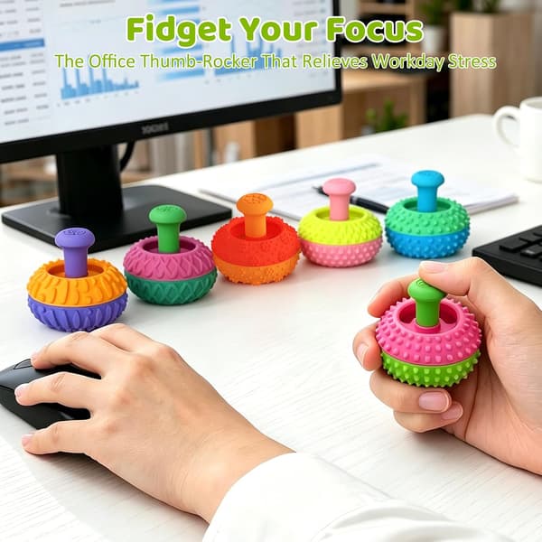 6 STK Silikon Tommelvippe Fidget Leker, Stresslindrende Sensoriske Leker for Angst, ADHD og Autisme