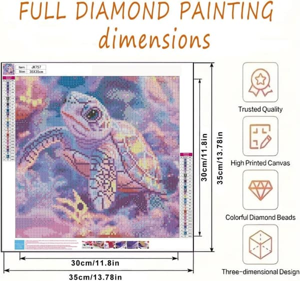 Havskildpadde Diamantkunst - Fuld Drill Kit 35x35 cm