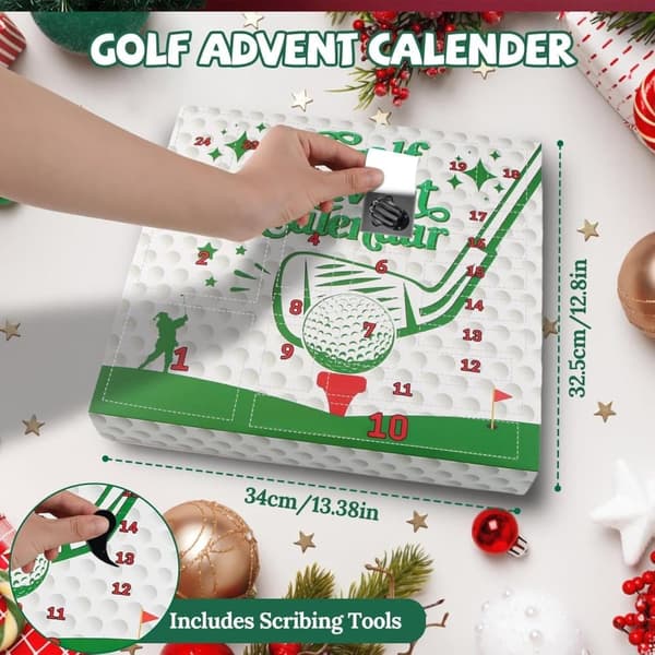 Golf Adventskalender 2025 – 24 dagars julkalender för golfare, golfälskare, män, pappa – presentidé