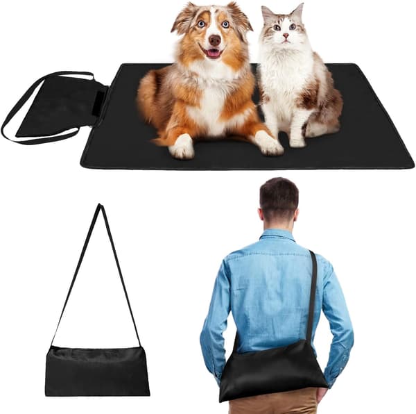 Vandtæt Hundetæppe 100x70 cm – Sammenfoldeligt Campingtæppe til Hund & Kat, Rejsetæppe Black