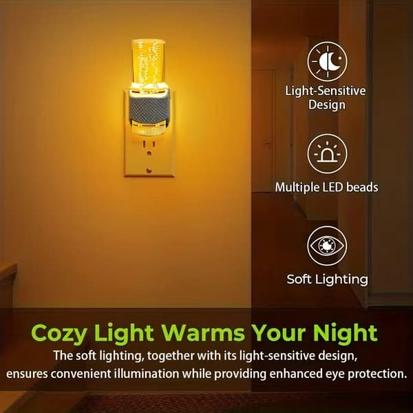 2-pack LED Night Light with Plug – Dimmable 3000K/5000K Wall Lamp with Light Sensor, Automatic Night Lighting Black 3000K-2pcs