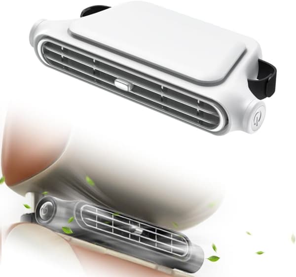 2 STK USB Bilsetevifte, Bærbar Baksetevifte med 3 Hastigheter for Sjåfør, Passasjer og Bakseter White