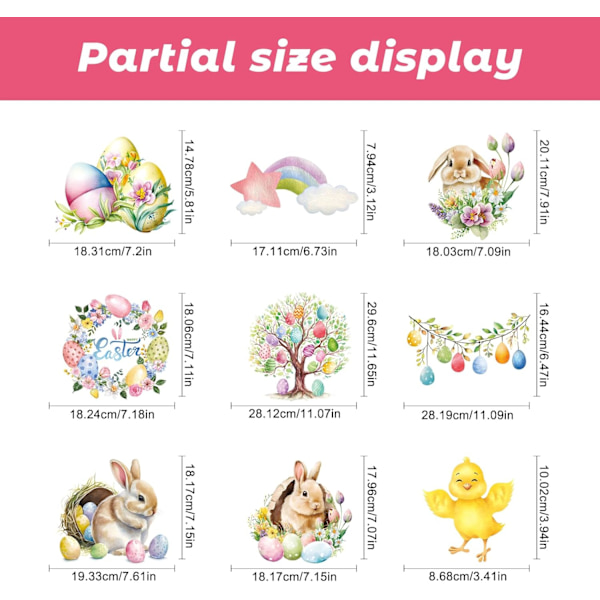 Easter Window Stickers 9 Sheets - Easter Decoration with Easter Bunny, Chick & Easter Egg Reusable Window Decoration F10