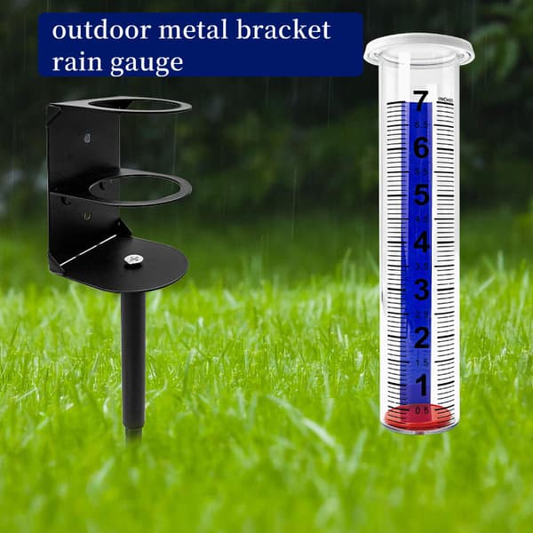 Rain Gauge for Garden with Metal Stand, Clear Precipitation Gauge with Large Scale and Red Float for Yard