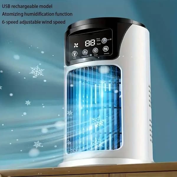 Mini luftkøler 3-i-1 bordventilator og luftfugter, USB-ventilator til hjemmet/kontoret