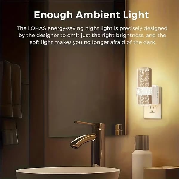 2-pack LED Night Light with Plug – Dimmable 3000K/5000K Wall Lamp with Light Sensor, Automatic Night Lighting White 5000K-2pcs
