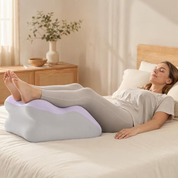 Wedge pillow ergonomic 60x45x37 cm, supportive pillow with wedge shape for multiple resting positions in bed Purple